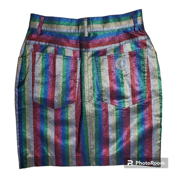 Moschino Rainbow Metallic Striped Mini Skirt M - Picture 3 of 10